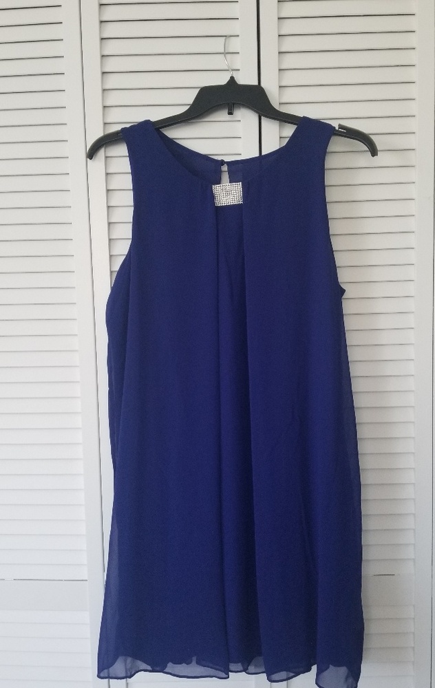 Jeweled Royal Blue layered sleeveless dress